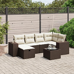 vidaXL Salon de jardin avec coussins 7 pcs marron résine tressée