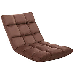 vidaXL Chaise pliable de sol Marron Microfibre