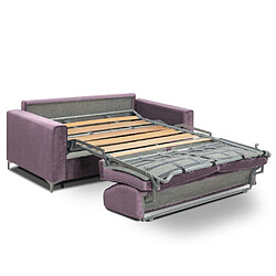 Inside 75 Canapé convertible express JACKSON 160cm sommier lattes cuir vachette parme matelas 16 cm