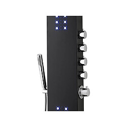 Avis Vente-Unique Colonne de douche hydromassante thermostatique à leds et bluetooth - L20 x H165 cm - Noir - CHAKRA V