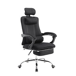 Decoshop26 Fauteuil de bureau ergonomique avec repose-pieds extensible appui-tête noir BUR10088