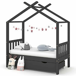 Maison Chic Lit d'Enfant Chambre - Cadre de lit pour enfant avec un tiroir Gris foncé Pin 70x140 cm -MN35821