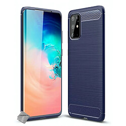 Htdmobiles Coque silicone gel carbone pour Samsung Galaxy S20 Plus + verre trempe - BLEU FONCE