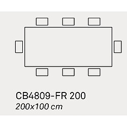 Inside 75 Table repas IRON 8 couverts 200x100cm pieds métal plateau noir pas cher