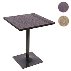 Mendler Table de bistrot HWC-H10,table de bar, gastronomie industrielle, bois d'orme certifié MVG 76x60x60cm brun noir 