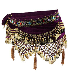 paillettes de danse du ventre hanche foulard femme jupe avec pièces d'or violet