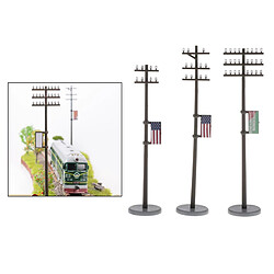 Ensemble de 3 pièces 1/42 Mini Électrique Ligne Pôles Miniature Téléphone Pôle Train Paysage Diy