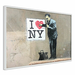 Paris Prix Affiche Murale Encadrée Banksy I Heart NY 30 x 20 cm Blanc