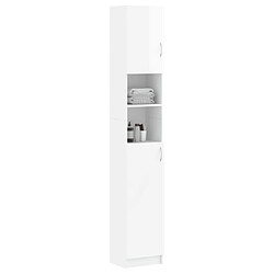 Maison Chic Armoire de salle de bain,Meuble de rangement,Meuble haut Blanc brillant 32x25,5x190cm Aggloméré -GKD245307