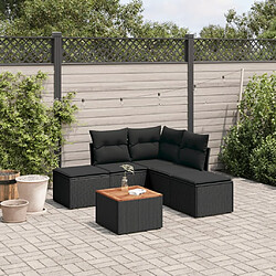 Maison Chic Ensemble Tables et chaises d'extérieur 6pcs avec coussins,Salon de jardin noir résine tressée -GKD812590