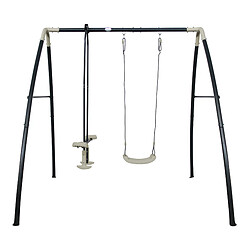 AXI Set de balançoire en métal en anthracite & crème 3 agrès | Balançoire 1 place & balançoire à bascule / face à face avec support | Balançoire portique de jardin / extérieur pour enfants