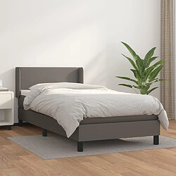 Maison Chic Lit Adulte - Lit simple Lit à sommier tapissier avec matelas moelleux - Meuble de Chambre - Gris 90x190 cm Similicuir -MN30339