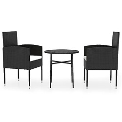 Maison Chic Mobilier à dîner 3 pcs de jardin - Ensemble table et chaises d'extérieur - Salon/Mobilier de jardin classique Résine tressée Noir -MN25014