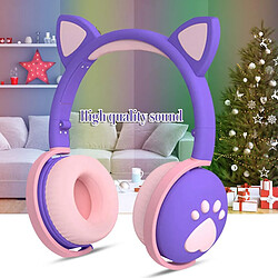 Universal Écouteurs pour enfants - Bluetooth Bluetooth LED sans fil pour chat avec microphone / tablette / PC en ligne (violet foncé)