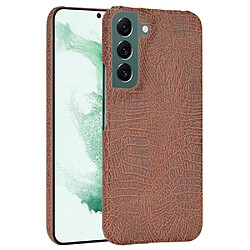 Coque en TPU + PU texture croco marron pour votre Samsung Galaxy S22 Plus 5G