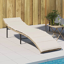 Maison Chic Chaise longue avec coussin | Bain de soleil Relax | Transat beige 55x199x50 cm résine tressée -GKD45721