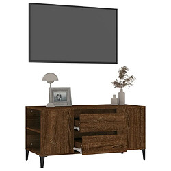 Maison Chic Meuble TV scandinave - Banc TV pour salon Chêne marron 102x44,5x50 cm Bois d'ingénierie -MN16212 pas cher