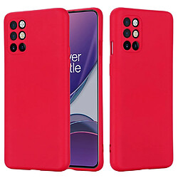 Coque en silicone plaine avec sangle rouge pour votre OnePlus 8T