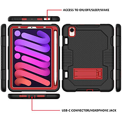 Coque en TPU + silicone avec béquille, couleur contrastée noir/rouge pour votre Apple iPad mini (2021)