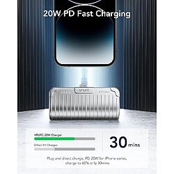 SANAG Mini Batterie Externe 5000Mah Avec Support,20W Charge Rapide Compacte Petite Power Bank Compatible Avec Iphone 14/13/13/12/11/Xs/Xr/X/8/7/6/Plus/ /Pro(Argent)