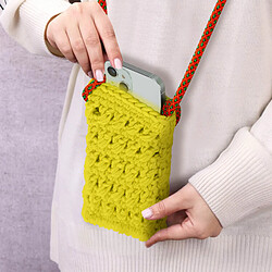 Avis Avizar Sac Bandoulière pour Smartphone Tricoté Main Motif Fleur Série FlowerWeave Jaune