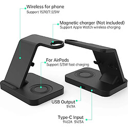 Chrono Chargeur sans Fil 4 en 1 Chargeur Induction Chargeur Apple Certification Qi Station de Chargeur Compatible with Apple Watch 6/5/4/3/2/1/SE,iPhone12/11 Pro/XS Max,Huawei P30, AirPods Pro,(noir) pas cher