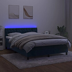 Acheter Sommier à lattes LED,Cadre à lattes de lit avec matelas pour Adulte Bleu foncé 140x190 cm -MN26603