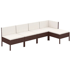 Maison Chic Salon de jardin 5 pcs + coussins - Mobilier/Meubles de jardin - Table et chaises d'extérieur Résine tressée Marron -MN95788