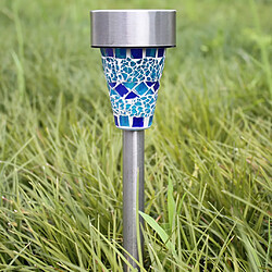 3D LED en acier inoxydable à énergie solaire Mostic Garden Path Light Lamp Blue