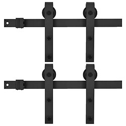 vidaXL Kits de fixation pour porte coulissante 2 pcs 183 cm Acier Noir