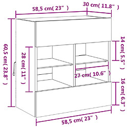 vidaXL Meuble TV mural avec lumières LED chêne marron 58,5x30x60,5 cm pas cher