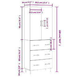 vidaXL Buffet haut Sonoma gris 69,5x34x180 cm Bois d'ingénierie pas cher