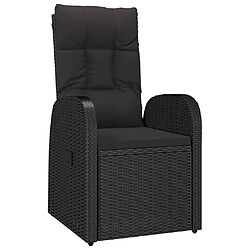 Acheter vidaXL Ensemble à dîner de jardin et coussins 7pcs Noir Résine tressée