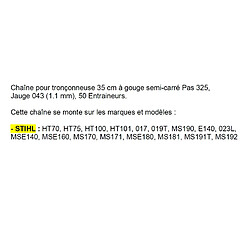 Chaîne Pro 35cm pour tronçonneuse Stihl 3/8-043-1,1mm-50 Entraineurs = 90-50E