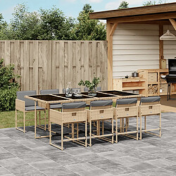 vidaXL Ensemble à manger de jardin et coussins 9 pcs mélange beige