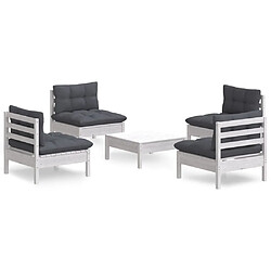 Maison Chic Salon de jardin 5 pcs + coussins - Mobilier/Meubles de jardin - Table et chaises d'extérieur anthracite bois de pin -MN76847