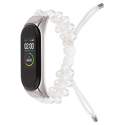 Bracelet en nylon perles décorées, cordon de serrage réglable, blanc pour votre Xiaomi Mi Band 3/4