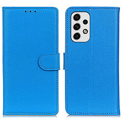 Etui en PU texture litchi, fermoir aimanté avec support bleu pour votre Samsung Galaxy A23 5G