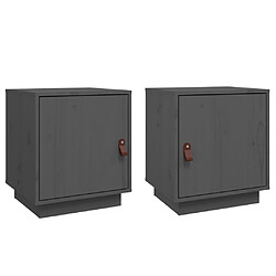 Maison Chic Lot de 2 Tables de chevet - Tables de Nuit Gris 40x34x45 cm Bois de pin massif