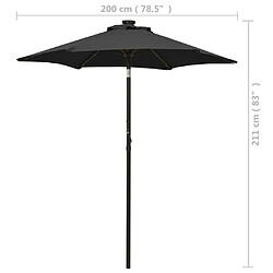 vidaXL Parasol de jardin avec lumières LED noir 200x211 cm aluminium pas cher