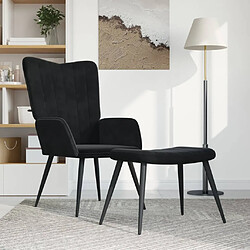 vidaXL Chaise de relaxation avec tabouret Noir Velours