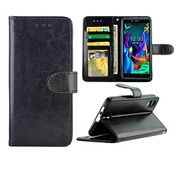 Wewoo Housse Coque Pour LG K20 2019 Étui de protection à rabat horizontal en cuir texture cheval fou avec support et fentes cartes et portefeuille et cadre photo noir