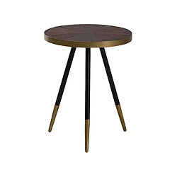 Beliani Table appoint bois foncé avec pieds dorés RAMONA