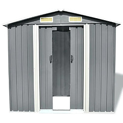 Helloshop26 Abri de jardin cabane cabanon maison de stockage remise extérieur hangar outils robuste métal 204 x 132 x 186 cm gris 02_0022388