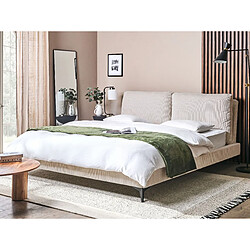 Beliani Lit double en velours côtelé beige clair 180 x 200 cm MELLE