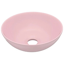 vidaXL Lavabo de salle de bain Céramique Rose mat Rond