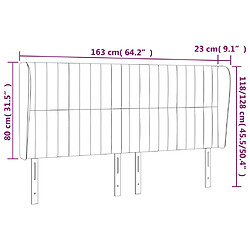 vidaXL Tête de lit avec oreilles Gris foncé 163x23x118/128 cm Tissu pas cher