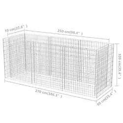 vidaXL Lit surélevé à gabion Acier 270x90x100 cm pas cher