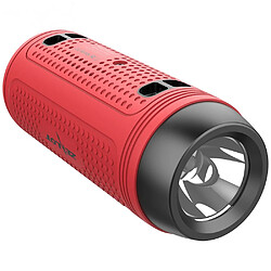 General Haut-parleur Bluetooth sans fil extérieur Lampe de poche LED portable étanche aux éclaboussures d'eau Micro intégré pour appel téléphonique Radio FM Flash USB, carte SD, batterie rechargeable, camp de randonnée à vélo (rouge)