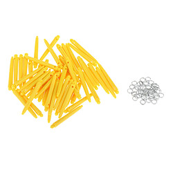 50x Arbres De Fléchettes 2BA Accessoires De Fléchettes Avec Anneaux De Protection 45 Mm Jaune